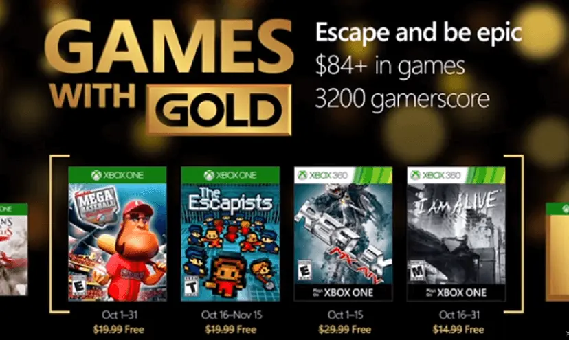 لشهر أكتوبر Games with Gold تم الكشف عن قائمة العاب 