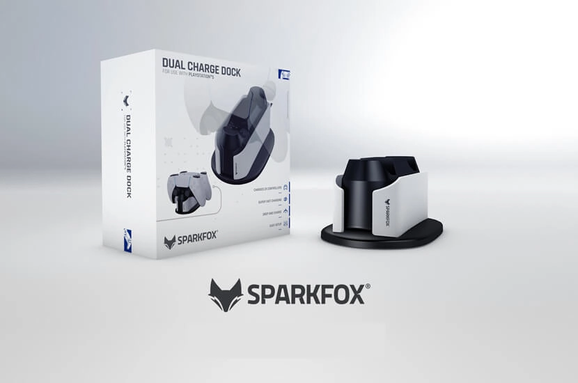 قاعدة شحن مزدوجة SPARKFOX لجهاز تحكم PS5 DualSense