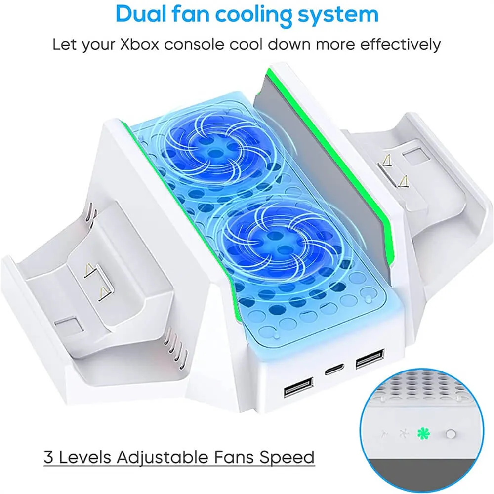 Dobe Cooling Stand for Xbox Series S Console with Dual Charging Station for Controllers