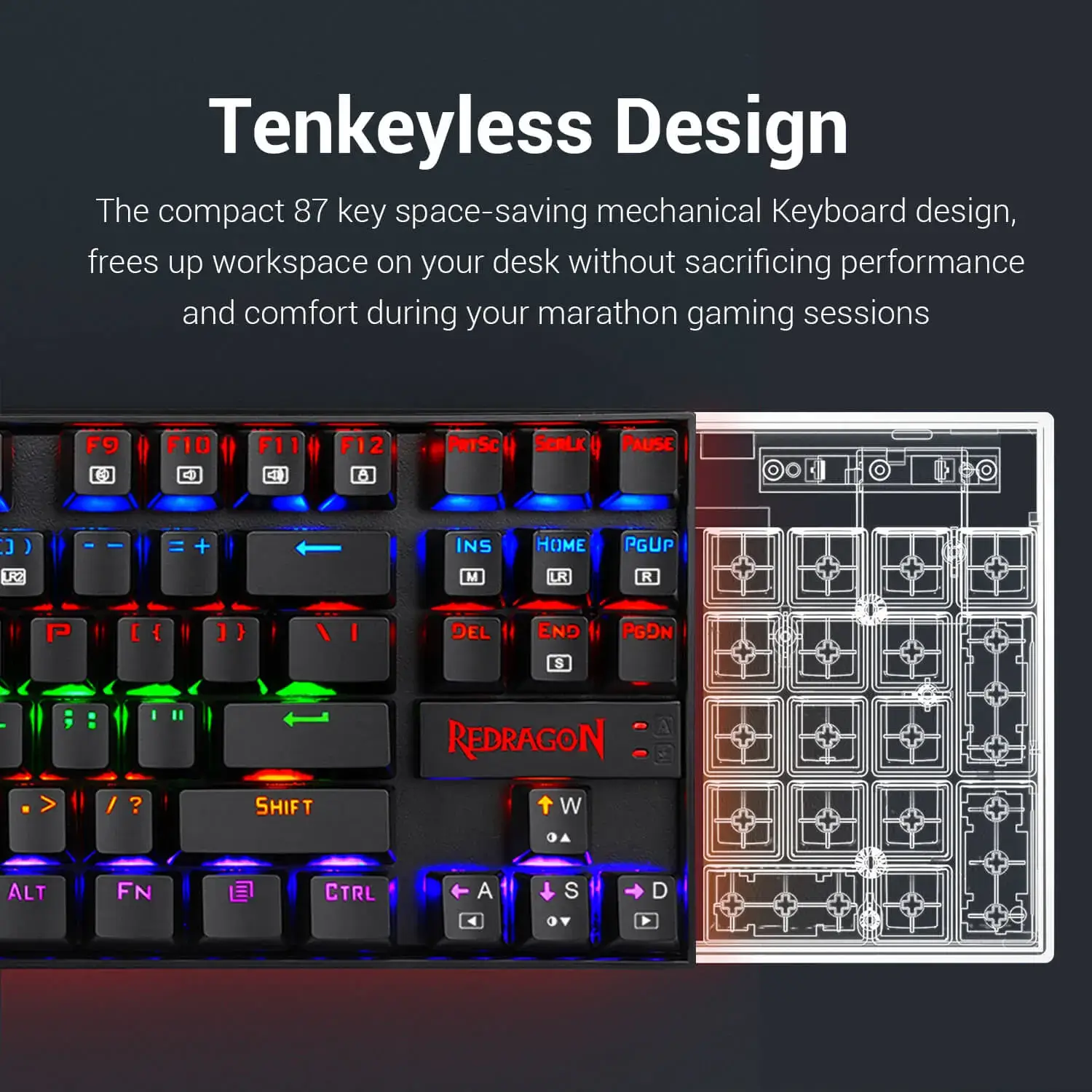 Red Dragon K552-Kr Kumara Mechanical Gaming Keyboard - Red Linear Switches