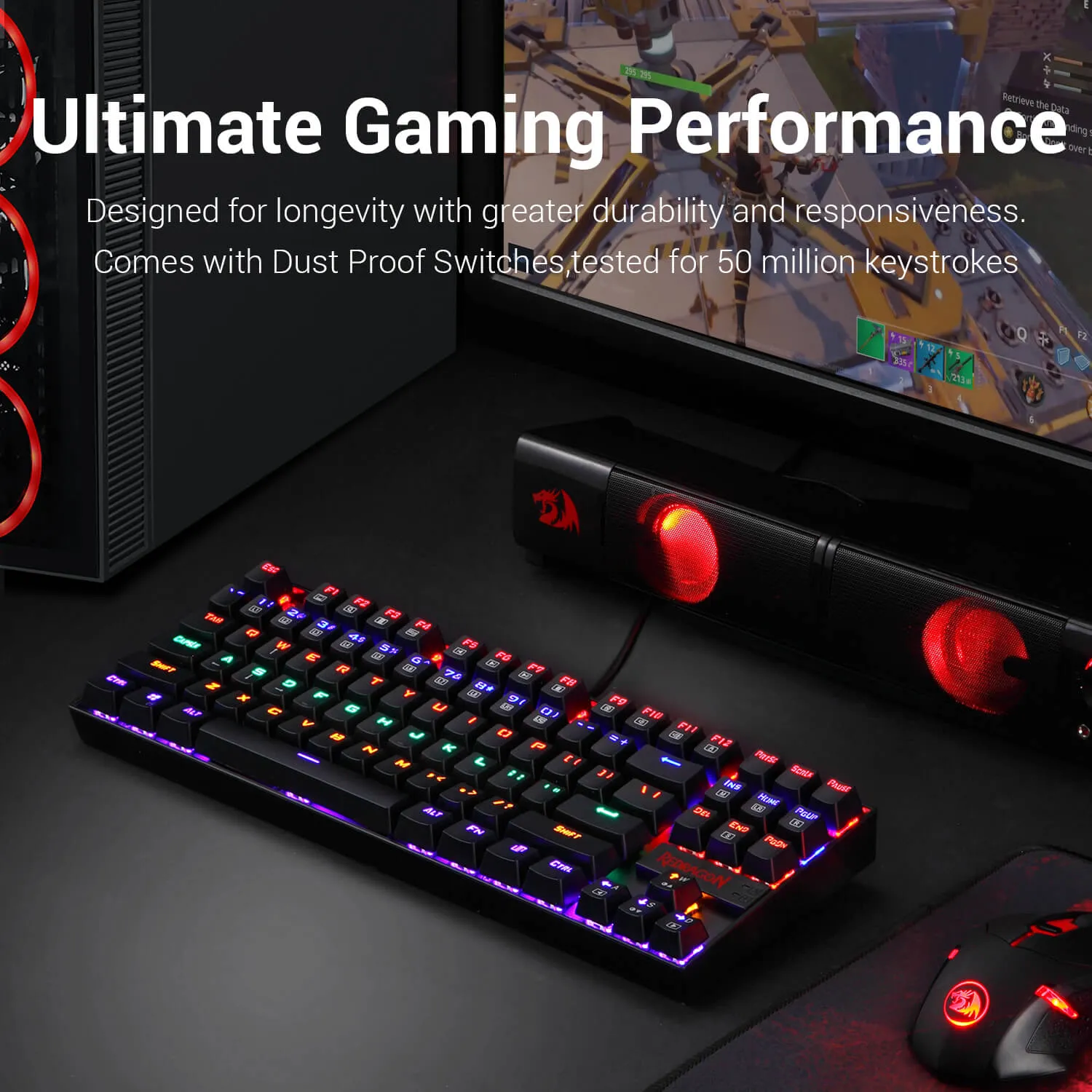 Red Dragon K552-Kr Kumara Mechanical Gaming Keyboard - Red Linear Switches