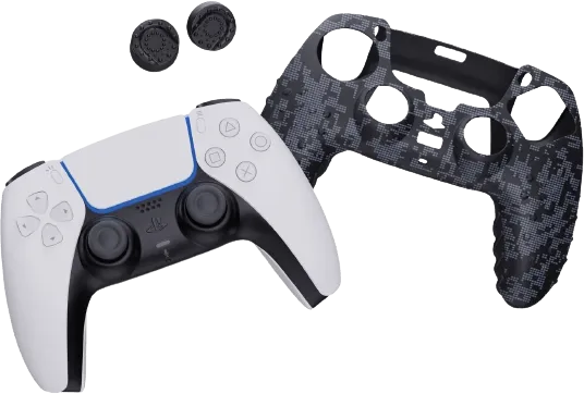 Spark Fox Silicone Cover with Analog Grips for PS5 DualSense Controller (Grip Pack) - Black