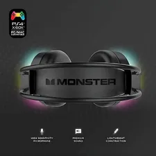 Monster G902 Wired RGB Gaming Headset - Black