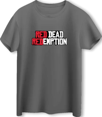 Red Dead Redemption Logo LOOM Oversized Gaming T-Shirt - Gray