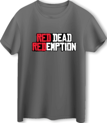 Red Dead Redemption Logo LOOM Oversized Gaming T-Shirt - Gray