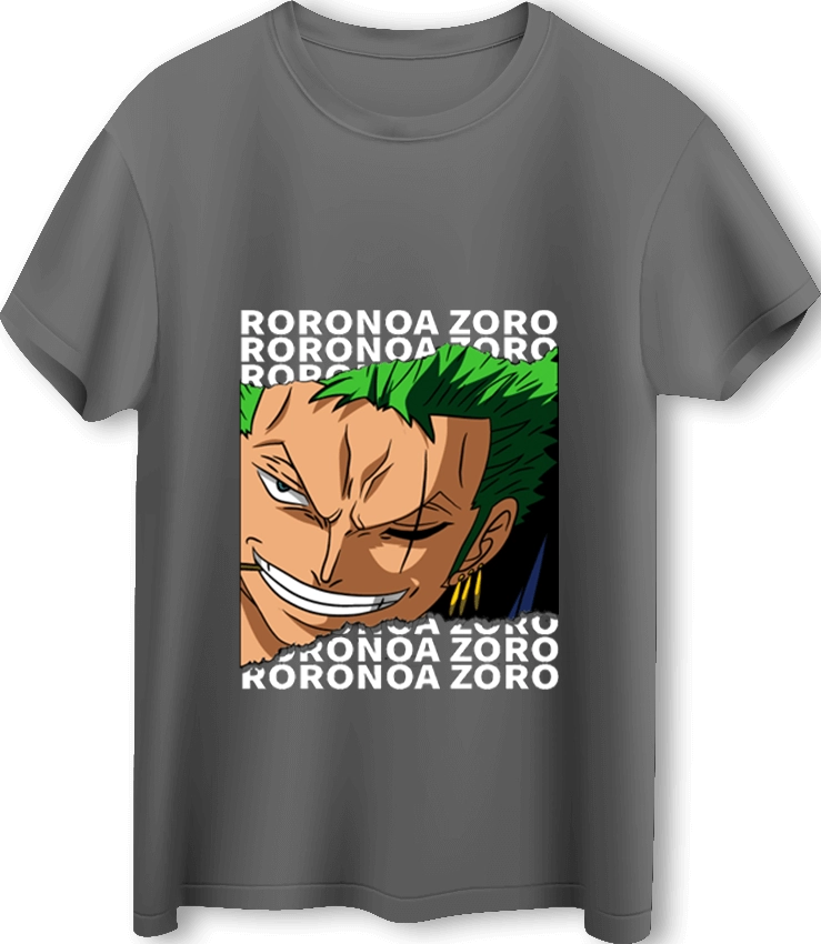 Roronoa Zoro LOOM Oversized One Piece Anime T-Shirt	- Gray  for sale in Egypt from Games2Egypt