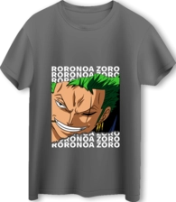 تي شيرت Roronoa Zoro LOOM كبير الحجم من سلسلة الرسوم المتحركة One Piece - رمادي -  للبيع في مصر من خلال Games2Egypt