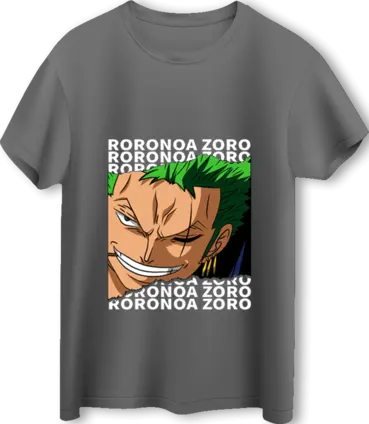 Roronoa Zoro LOOM Oversized One Piece Anime T-Shirt	- Gray