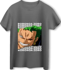 تي شيرت Roronoa Zoro LOOM كبير الحجم من سلسلة الرسوم المتحركة One Piece - رمادي  للبيع في مصر من خلال Games2Egypt