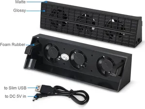 Ps4 slim Cooler & USB Hub Combo Kit, -4-Port USB + fans