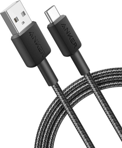 كابل انكر 322 USB-A إلى USB-C - مضفر بطول 3 أقدام - أسود