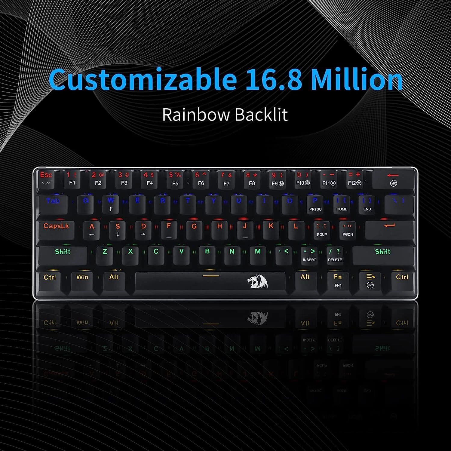 Redragon K613 JAX 60% Wired Black Gaming Mechanical Keyboard - Blue Switches  for sale in Egypt from Games2Egypt