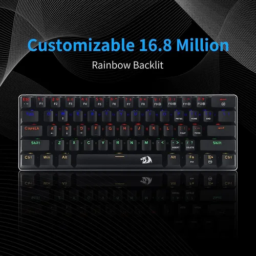 Redragon K613 JAX 60% Wired Black Gaming Mechanical Keyboard - Blue Switches