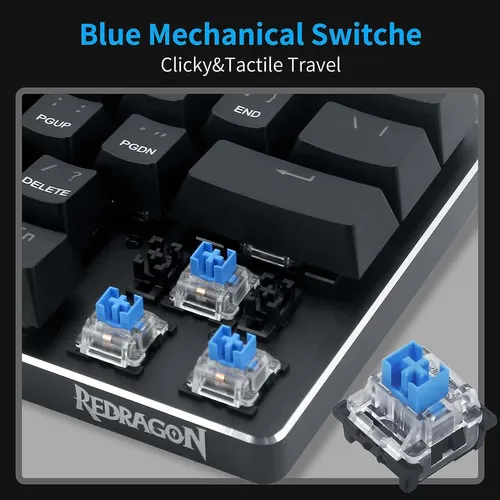 Redragon K613 JAX 60% Wired Black Gaming Mechanical Keyboard - Blue Switches