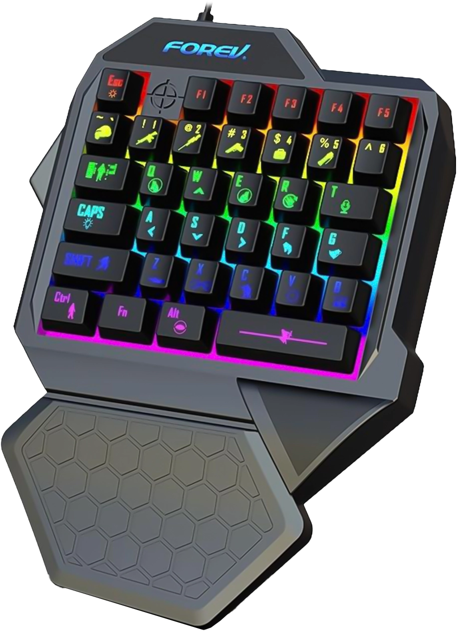 Forev F6 Single Handed Rainbow Wired Gaming Keybaord - Black  for sale in Egypt from Games2Egypt