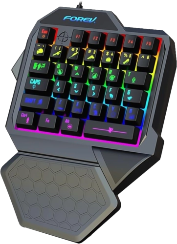 Forev F6 Single Handed Rainbow Wired Gaming Keybaord - Black