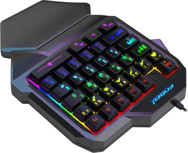 Forev F6 Single Handed Rainbow Wired Gaming Keybaord - Black