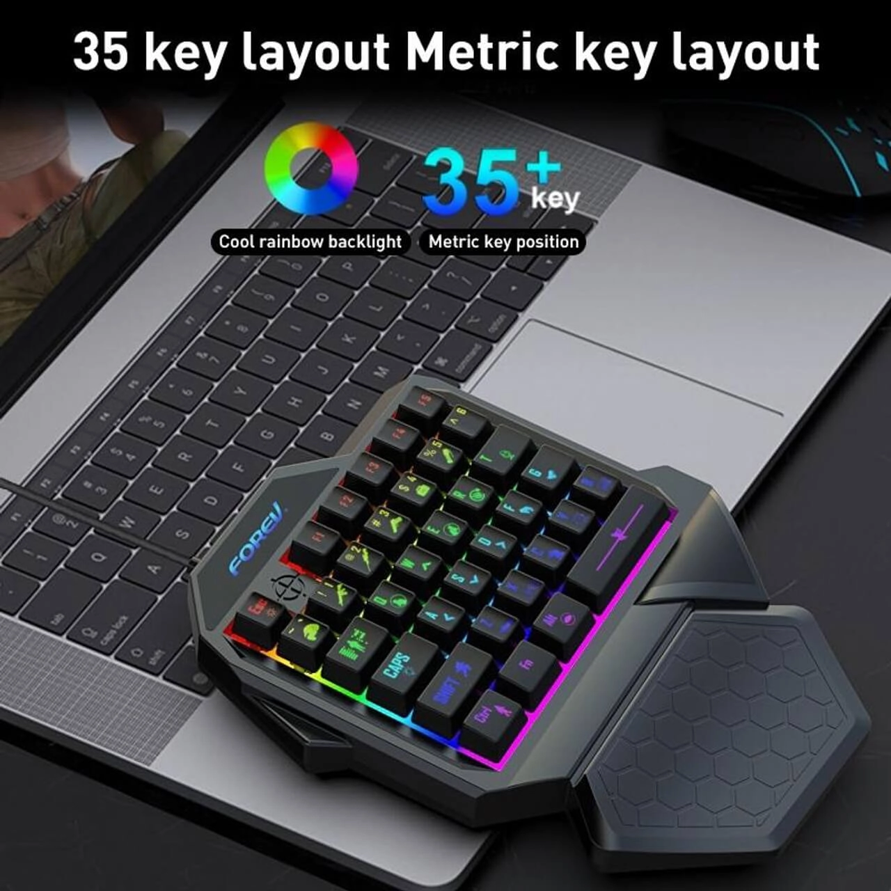 Forev F6 Single Handed Rainbow Wired Gaming Keybaord - Black  for sale in Egypt from Games2Egypt