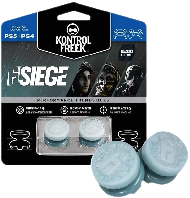 Six (6) Siege Analog Freek and Grips for PS5 and PS4- Blue (Black Ice)  for sale in Egypt from Games2Egypt