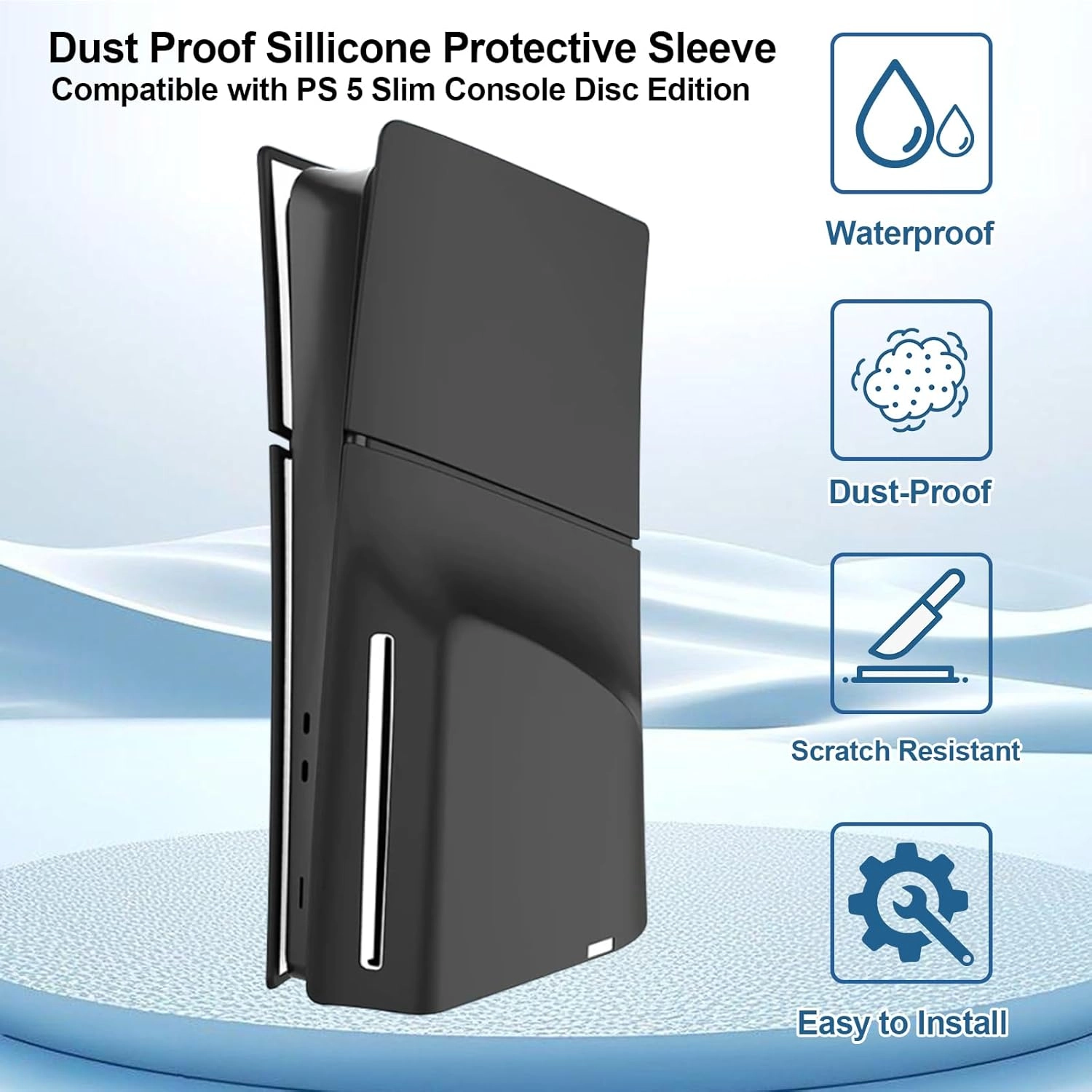 Silicone Cover for PS5 Console Slim Disc Edition - Black  for sale in Egypt from Games2Egypt