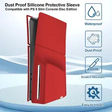 Silicone Cover for PS5 Console Slim Disc Edition - Red  for sale in Egypt from Games2Egypt