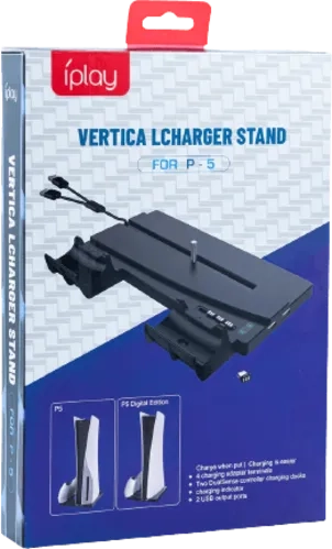 IPLAY Stand with Charging Station for PS5 Console (Digital and Physical) - Black - Open Sealed  for sale in Egypt from Games2Egypt