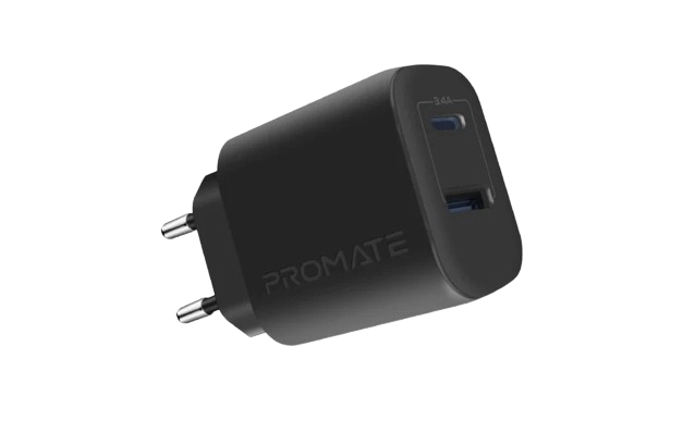 Promate BiPlug-2 Wall Charger 17W - Black  for sale in Egypt from Games2Egypt