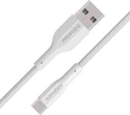 Promate XCORD-AC Super-Flexible USB-A to USB-C Cable (1m) - White