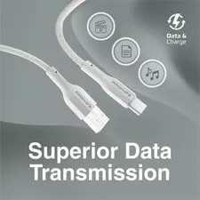 كابل إكس كورد-إيه سي فائق المرونة من USB-A إلى USB-C من بروميت (1 متر) - أبيض