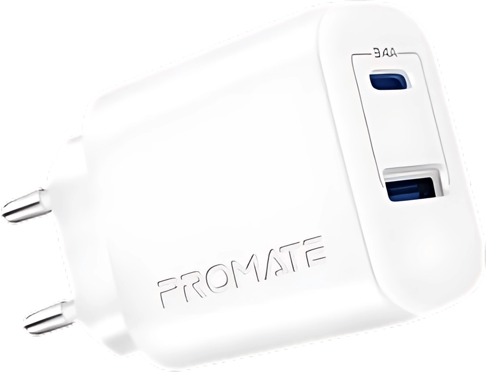 Promate BiPlug-2 Wall Charger 17W - White  for sale in Egypt from Games2Egypt