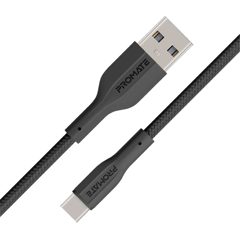 Promate XCORD-AC Super-Flexible Type-A to Type-C Cable (1m) - Black  for sale in Egypt from Games2Egypt