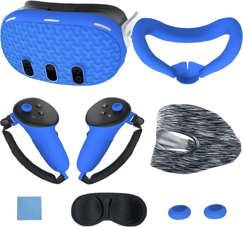 VR Full Set Silicone Cover (7 Pieces) For Meta/Oculus Quest 3 - Blue  for sale in Egypt from Games2Egypt