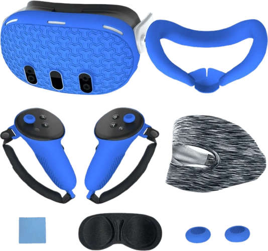 VR Full Set Silicone Cover (7 Pieces) For Meta/Oculus Quest 3 - Blue  for sale in Egypt from Games2Egypt