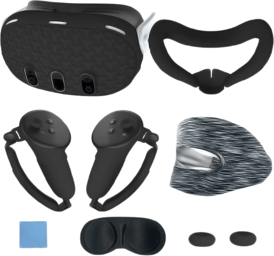 VR Full Set Silicone Cover (7 Pieces) For Meta/Oculus Quest 3 - Black  for sale in Egypt from Games2Egypt