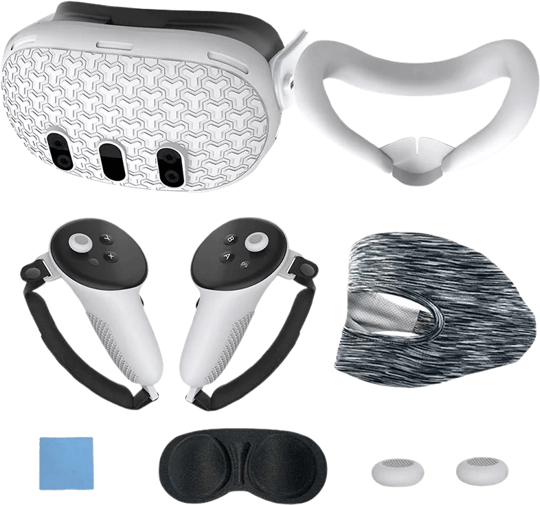 VR Full Set Silicone Cover (7 Pieces) For Meta/Oculus Quest 3 - White  for sale in Egypt from Games2Egypt