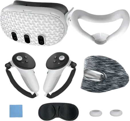 VR Full Set Silicone Cover (7 Pieces) For Meta/Oculus Quest 3 - White