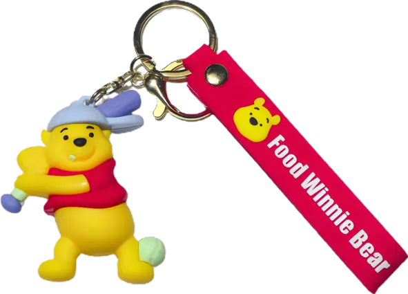 Winnie The Pooh play Baseball - Keychain Medal