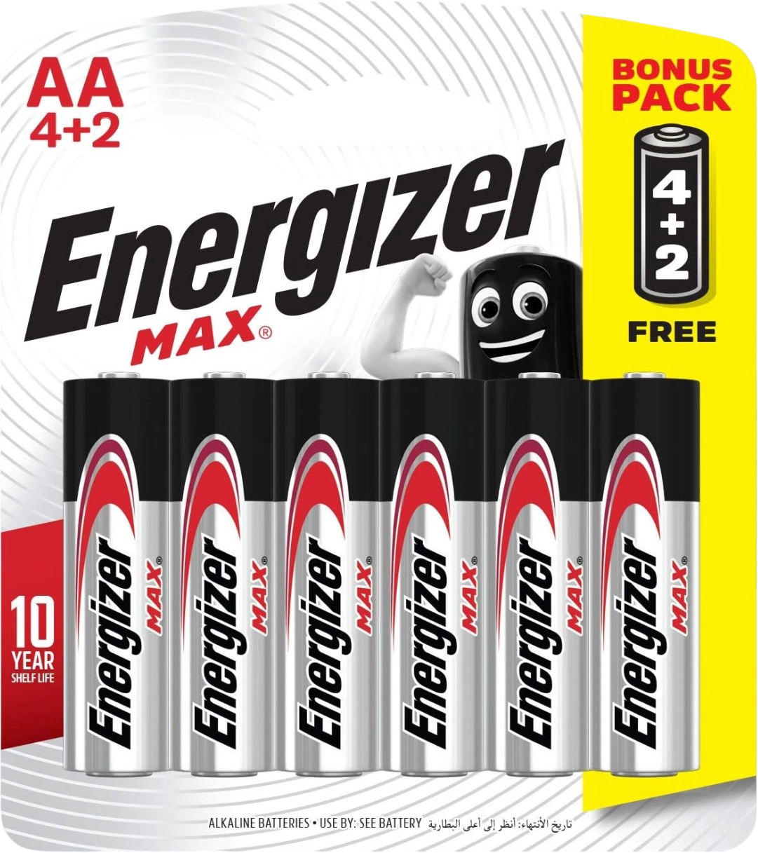 Energizer AA Max Alkaline Batteries (4+2)  for sale in Egypt from Games2Egypt