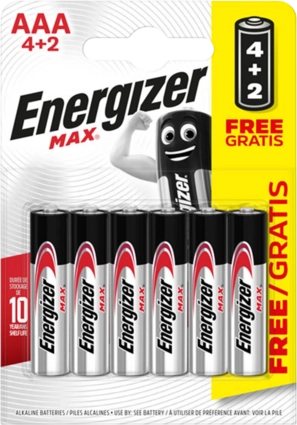 Energizer AAA Max Alkaline Batteries (4+2)