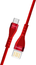 Promate Reversible Cable Zinc Alloy Anti-Break TPE with Braiding Effect - Red