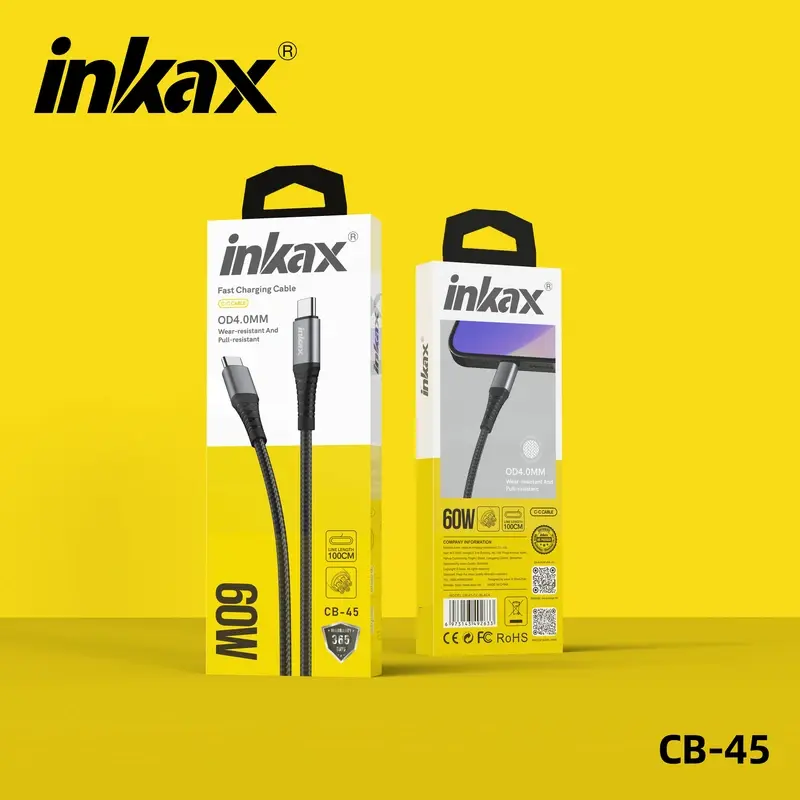 inkax Cable CB-45 Type C to Type C Zinc Alloy - 60w  for sale in Egypt from Games2Egypt