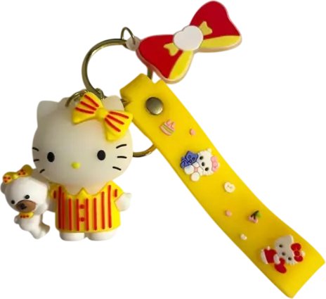 Hello Kitty Yellow Pajama With Doll - Keychain Medal