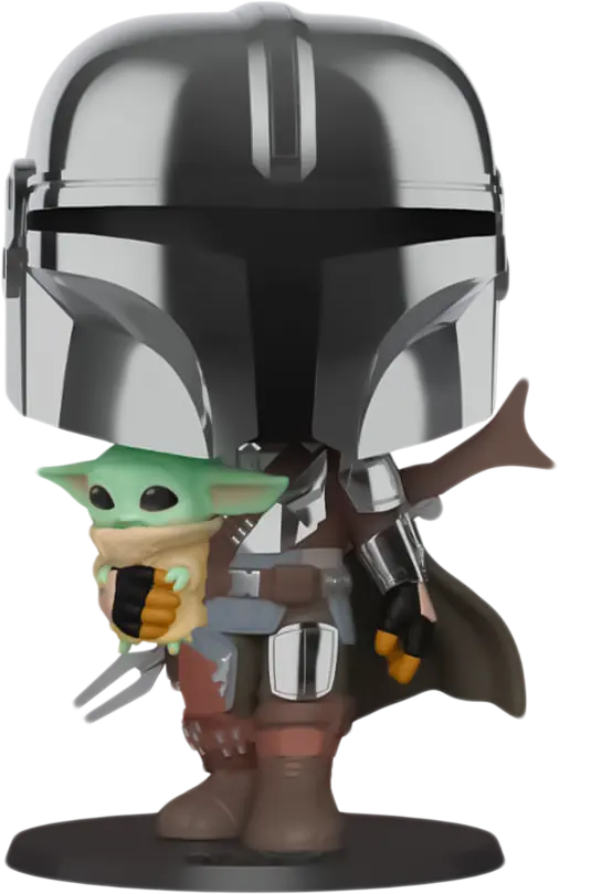 Funko Pop! Jumbo Star Wars - The Mandalorian With Din Grogu (Baby Yoda) - Metallic   for sale in Egypt from Games2Egypt