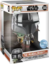 Funko Pop! Jumbo Star Wars - The Mandalorian With Din Grogu (Baby Yoda) - Metallic   for sale in Egypt from Games2Egypt