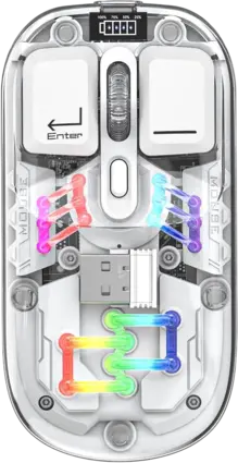 Transparent Wireless Dual-Mode RGB Bluetooth Mouse - White