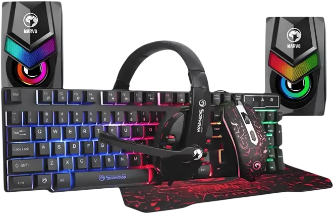 MARVO CM-390 PRO 6-in-1 Gaming Starter Kit (Keyboard, Mouse, Headset, Mouse Pad, Speakers)