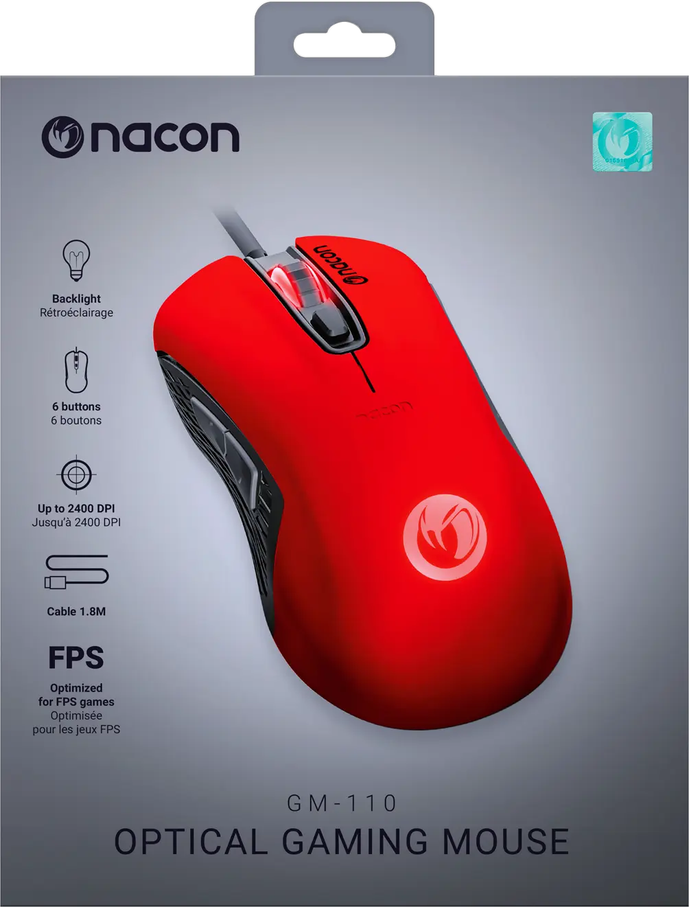 nacon PCGM-110 RGB 2400DPI Wired Gaming Mouse - Red  for sale in Egypt from Games2Egypt