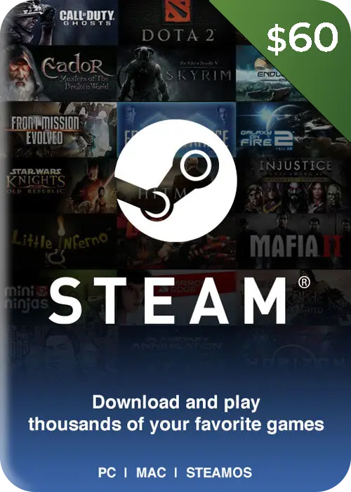 Steam Gift Card USA $60 USD Steam Key  for sale in Egypt from Games2Egypt