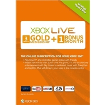 Xbox Live 3 + 1 (4) Month Gold (WORLDWIDE)