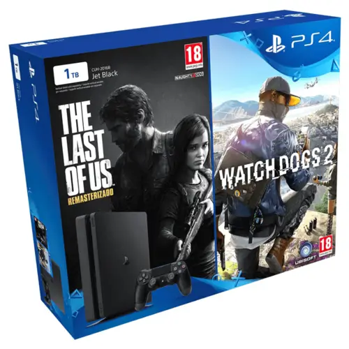 PS4 Slim 1TB + The Last of Us + Watch Dogs 2